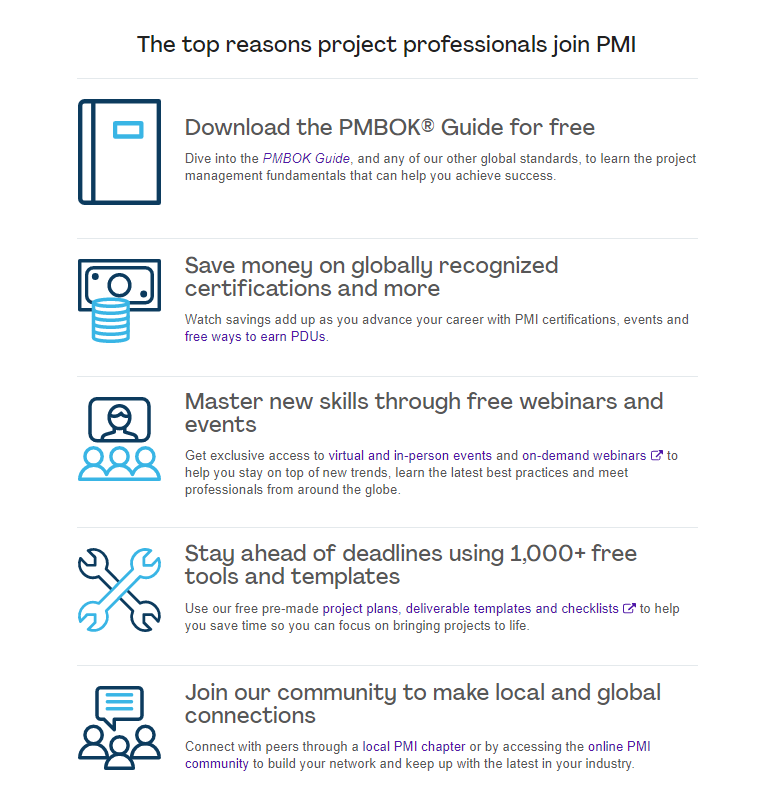 PMI Glbal Top Reasons